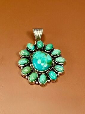 Sterling Silver Kingman Turquoise Cluster Pendant